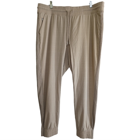 Athleta Brooklyn Textured Jogger Windowpane Silt Taupe 16 - Picture 2 of 9